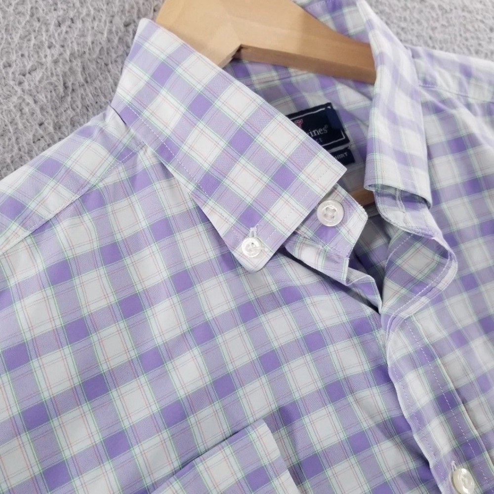 Vineyard Vines Performance Murray Shirt Mens‎ Medium Purple Green Plaid Nylon